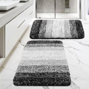 MitoVilla Juego de 2 alfombras de pasillo de baño, gruesas, lavables, antideslizantes, de microfibra suave, esponjosas, modernas, para ducha y baño, MitoVilla Juego de 2 alfombras de pasillo de baño, gruesas, lavables, antideslizantes, de microfibra suave, esponjosas, modernas, para ducha y baño,