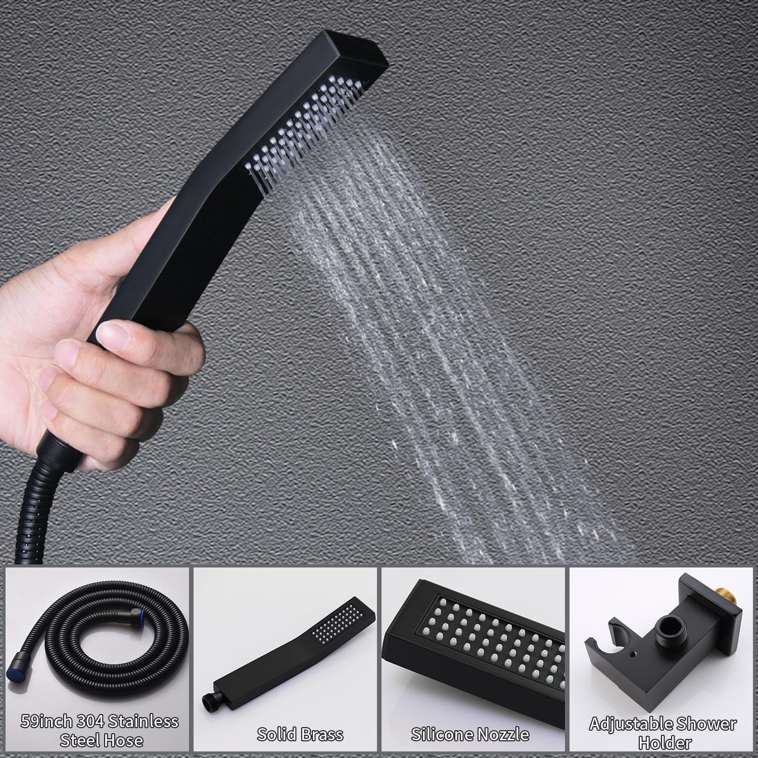 Sistema de ducha Body Jet WHSHOWER con válvula termostática, grifo de lluvia combinado con doble función, 4 chorros corporales, cabezal de ducha LED