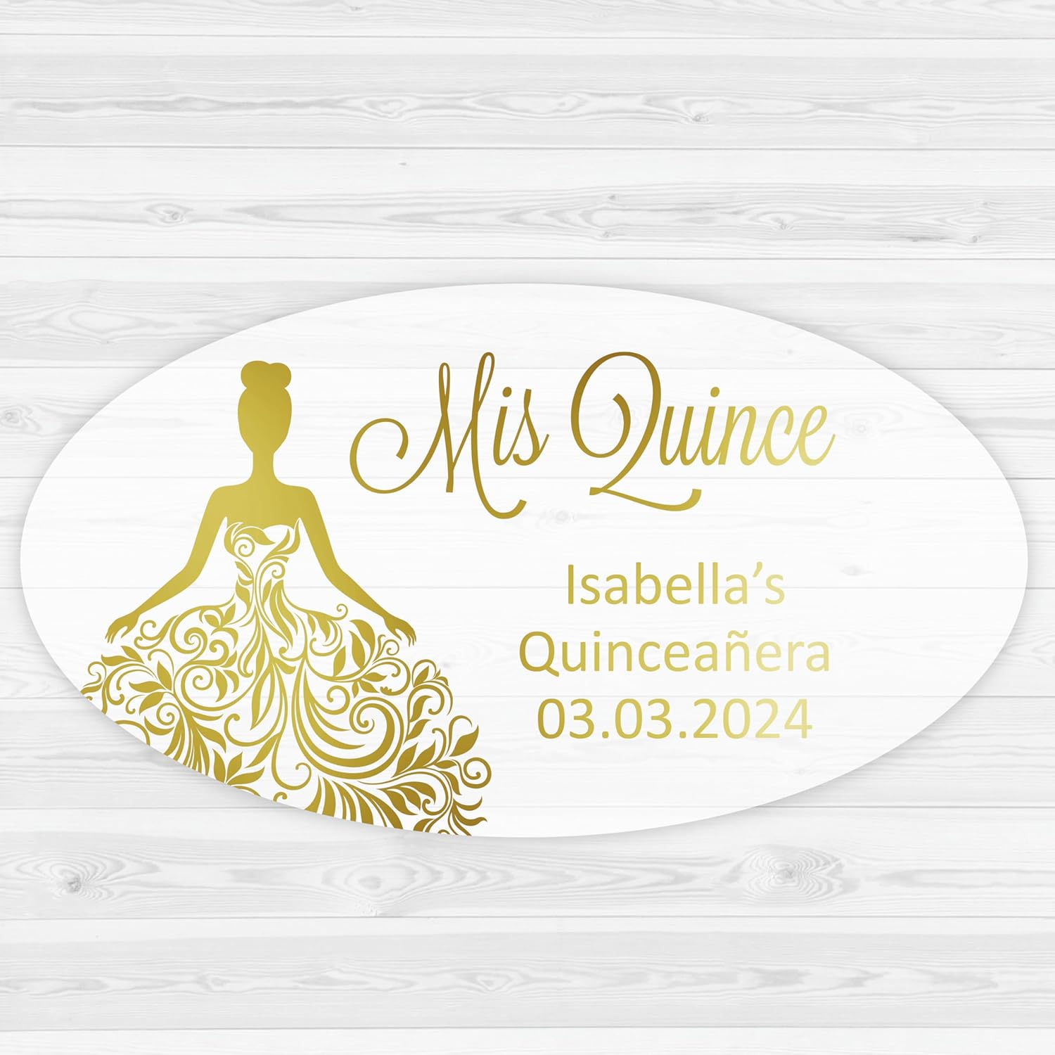 Mis Quince Quinceanera Oval Birthday Celebration Favor Stickers, Clear Transparent Colored Foil Quinceanera Favor Labels (#027-OV-CF)