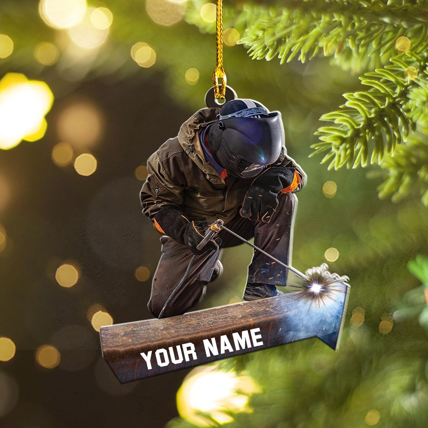 Artparel Adornos de soldador personalizados con nombre personalizado, adorno de Navidad, regalos de soldador, adornos de soldador para árbol de