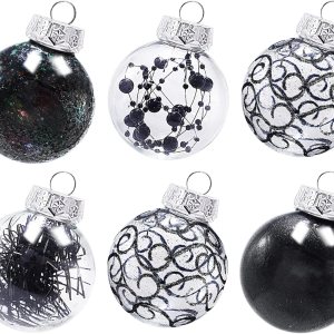 Lulu Home 30 adornos de bola de Navidad transparentes de 2 pulgadas, bolas transparentes preencordadas con decoraciones únicas en el interior, bolas Lulu Home 30 adornos de bola de Navidad transparentes de 2 pulgadas, bolas transparentes preencordadas con decoraciones únicas en el interior, bolas