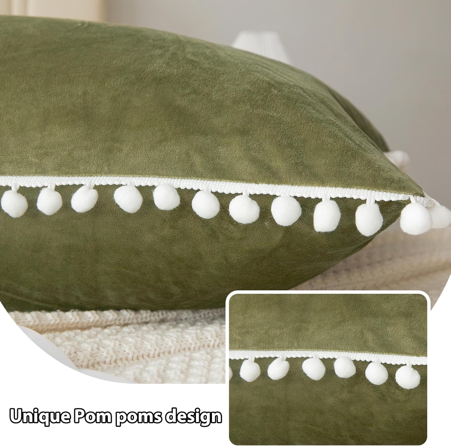 LIFEREVO Funda de almohada corporal de terciopelo con pompones, funda de almohada larga y mullida de 20 x 54 pulgadas, funda de almohada de