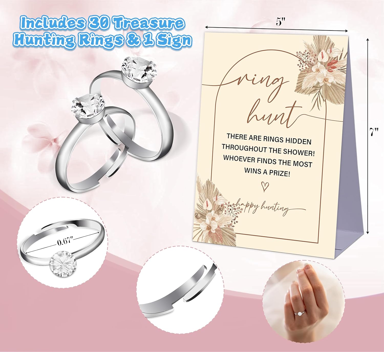 Juego de caza de anillos bohemios, decoración de despedida de soltera, juego de ducha de boda, juegos de fiesta de compromiso, búsqueda del tesoro