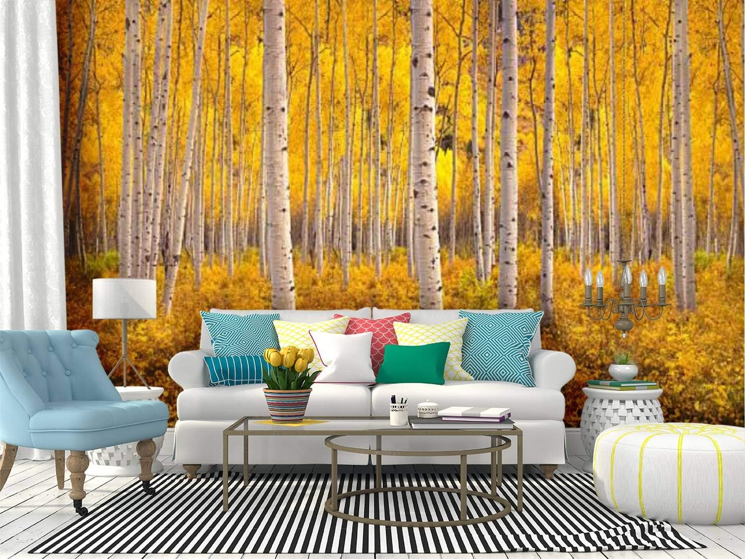 Papel pintado de otoño álamo temblón bosque en las montañas rocosas co otoño bosque stock autoadhesivo papel tapiz autoadhesivo gran pared adhesivo