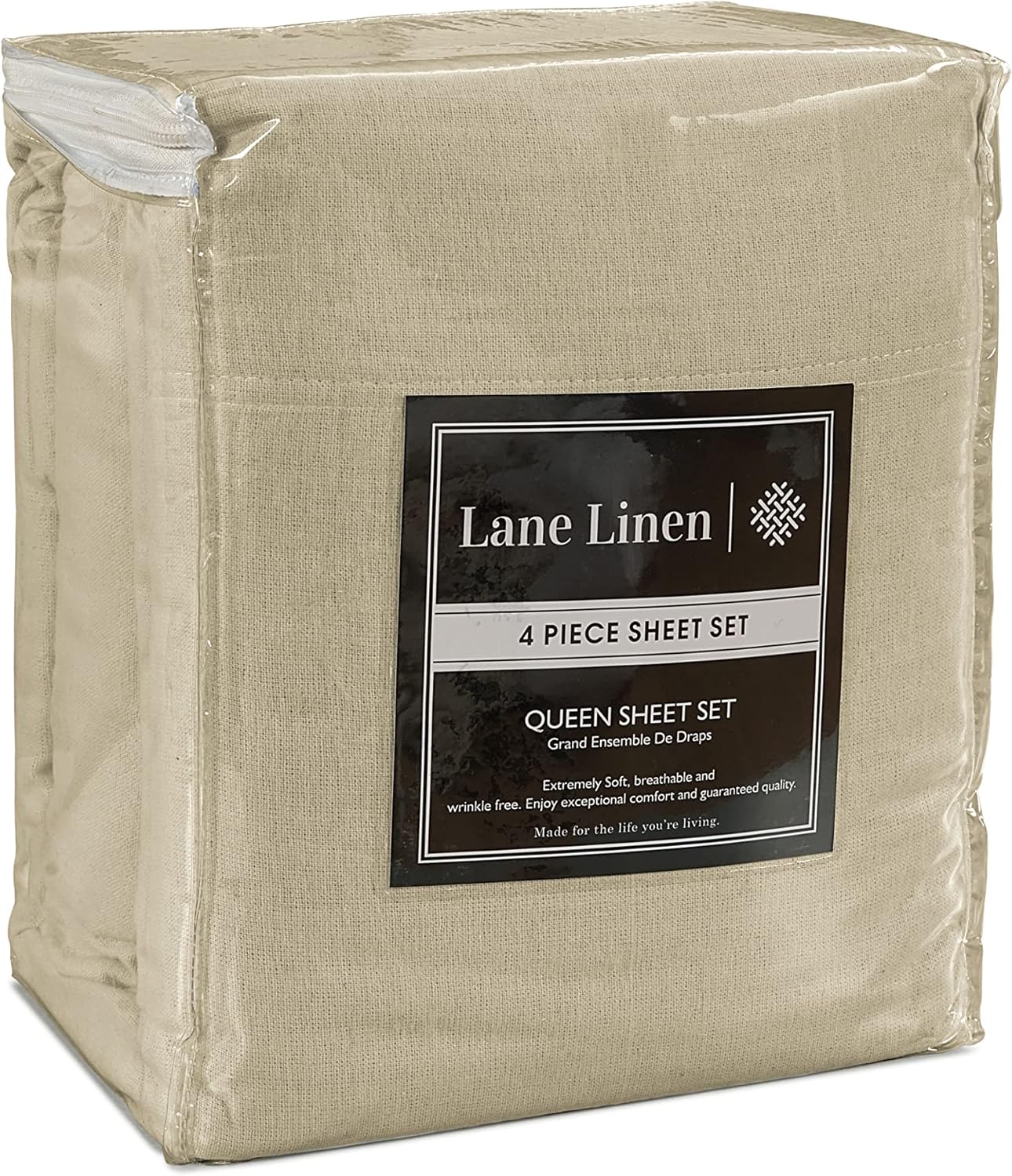 Lane Linen Juego de sábanas de franela de 100 % algodón de lujo de 4 piezas, tamaño matrimonial, ligero, cepillado para mayor suavidad, cálido,