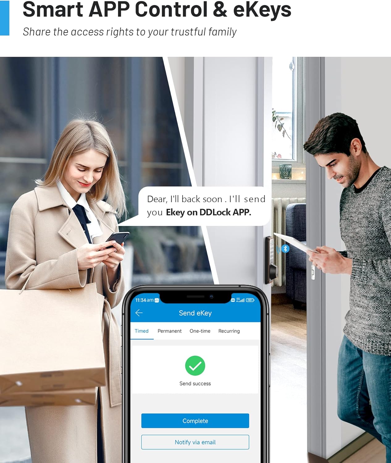 Zowill DK07G – Cerradura inteligente WiFi, cerradura de puerta de huellas dactilares con aplicación y control de voz, cerradura de puerta