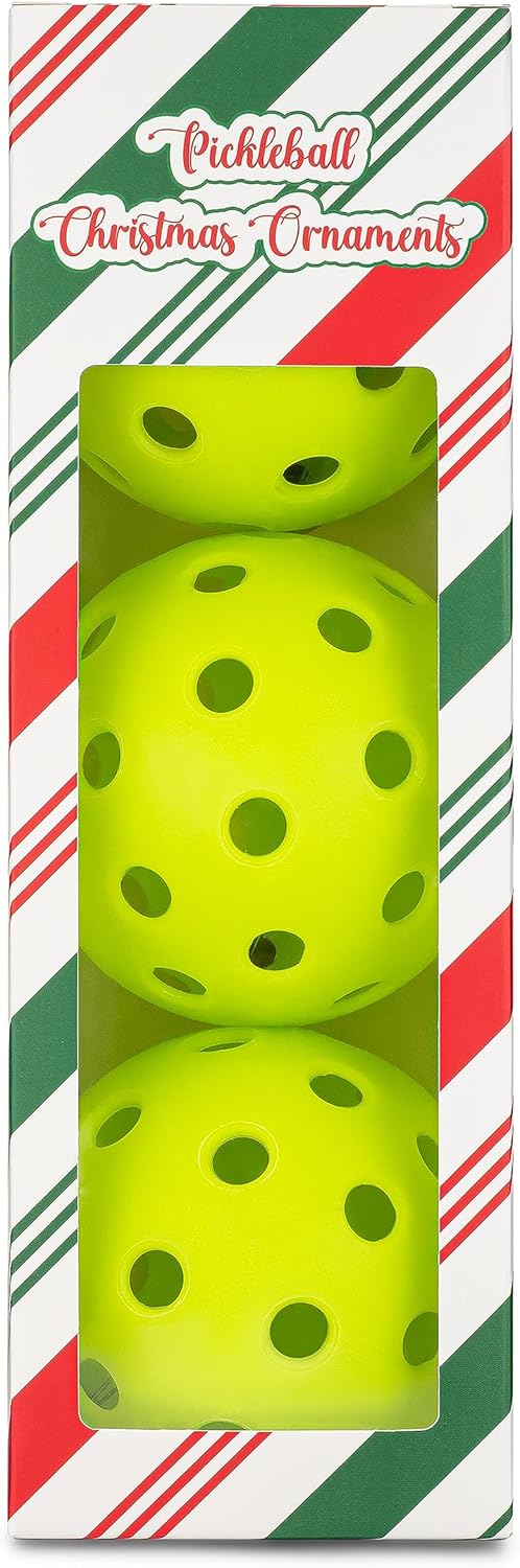TILTECH Adorno de pickleball, adorno de Navidad de pickleball de tamaño real para árbol de Navidad, divertido regalo de pickleball, decoraciones de