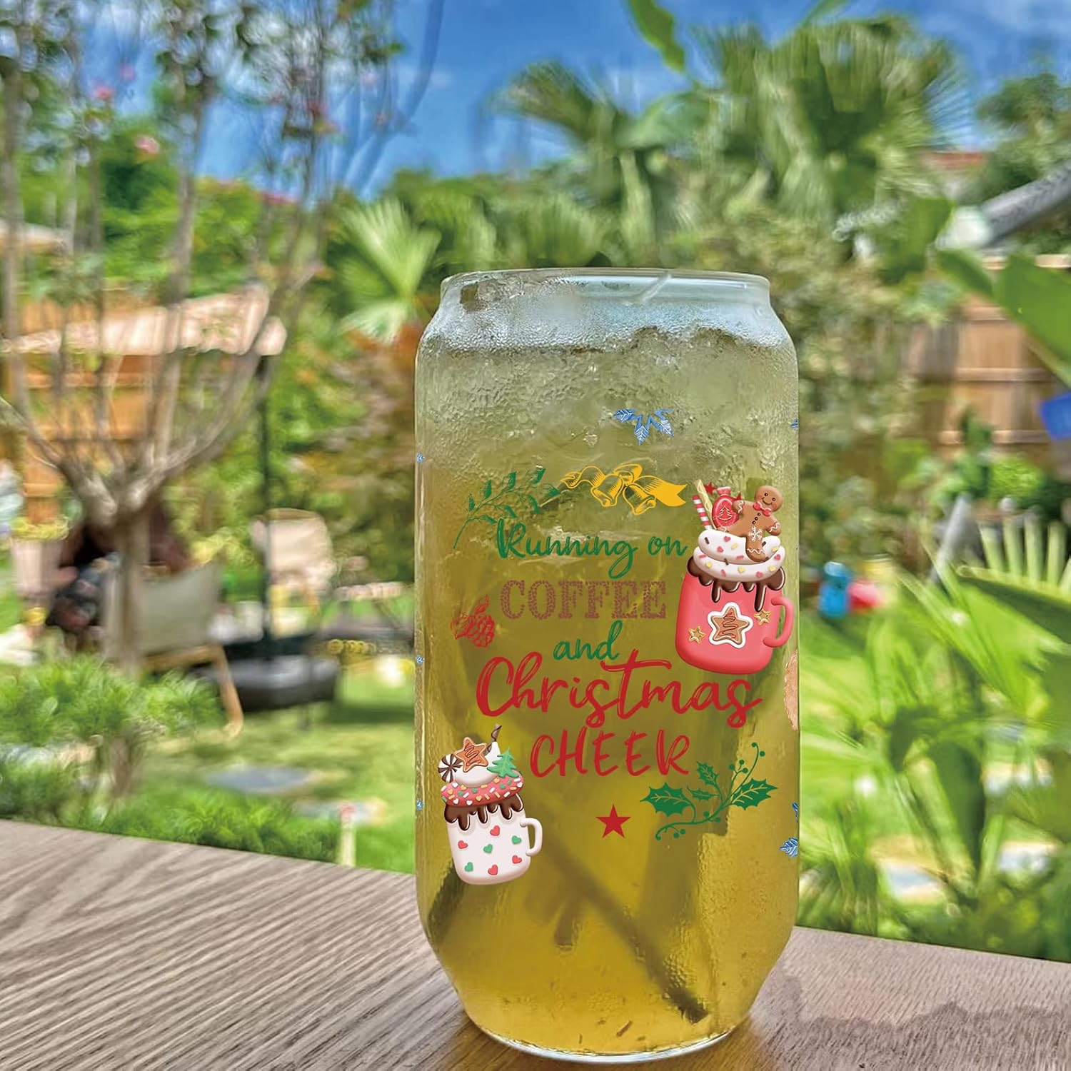 10 hojas de calcomanías de transferencia de Navidad UV DTF 3D tazas envolturas calcomanías para taza de vidrio Libbey de 16 onzas impermeable frotar