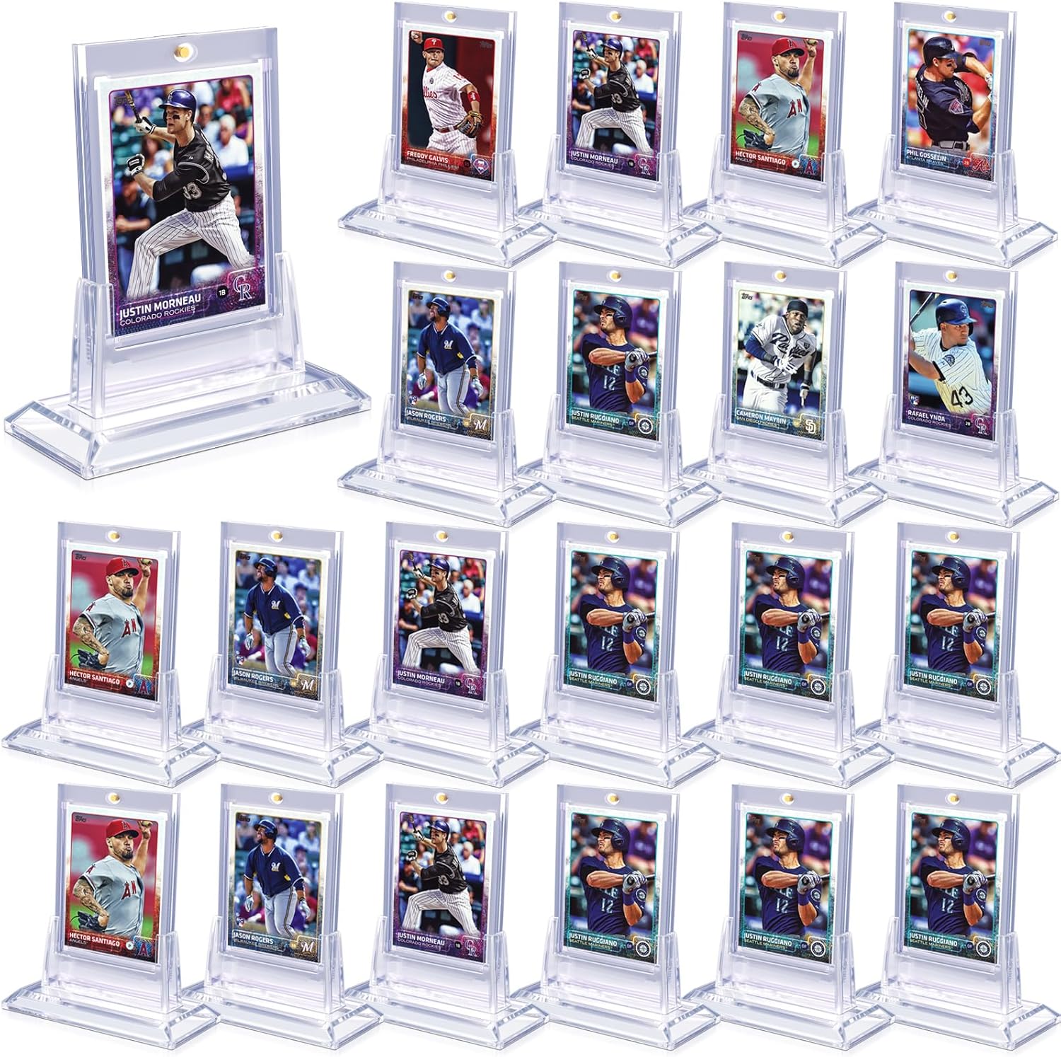 Portatarjetas magnéticos de 24 quilates para tarjetas intercambiables, tarjeteros de béisbol de acrílico de 35 puntos con 24 soportes para tarjetas,