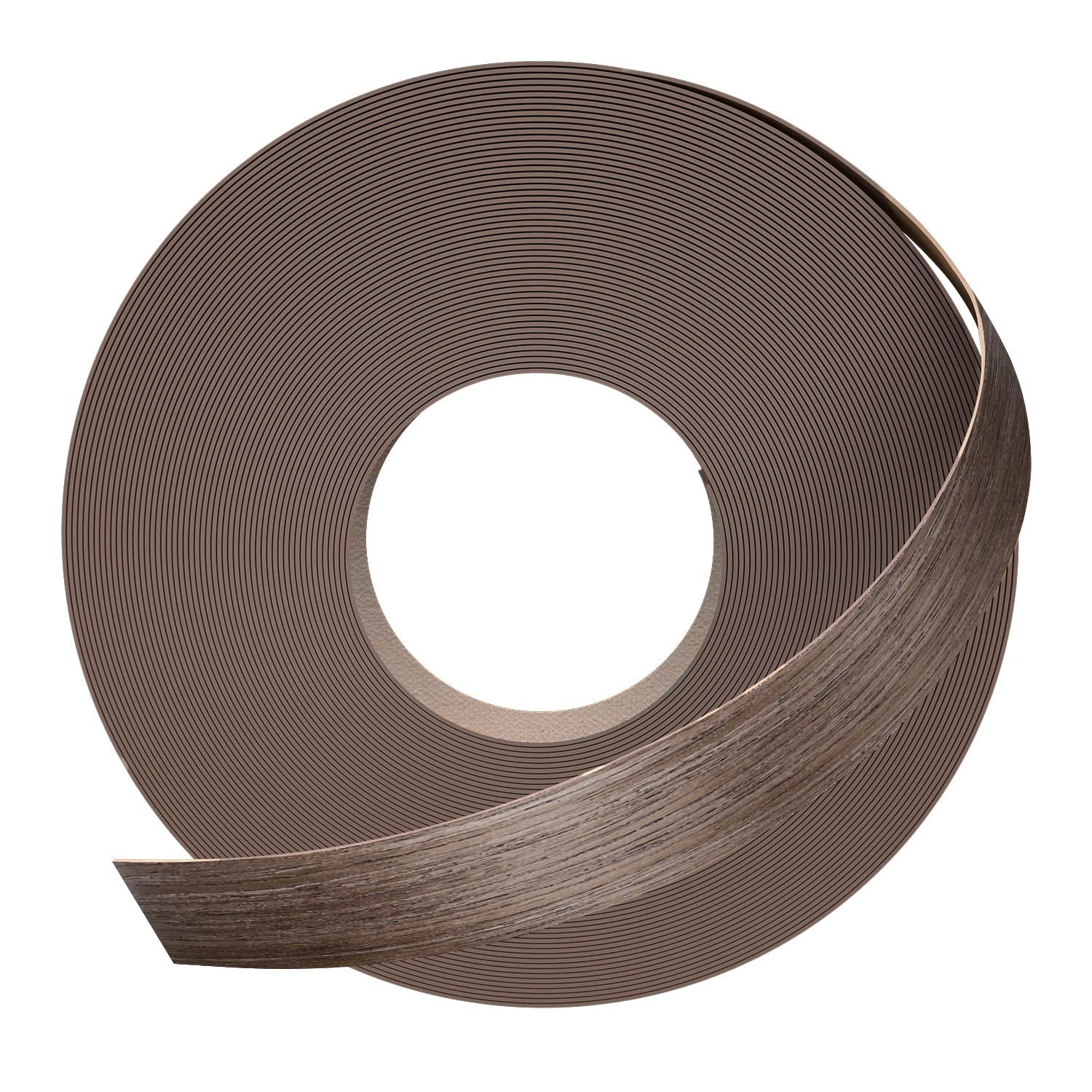 Bandas de borde de nogal, rollo de bandas de borde de chapa de 34 pulgadas x 50 pies, bandas de cinta de madera real pre-pegadas flexibles para