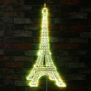 ADVPRO Letrero LED de glamour dinámico RGB de la Torre Eiffel de París, forma de corte a borde, decoración de pared 3D inteligente, iluminación ADVPRO Letrero LED de glamour dinámico RGB de la Torre Eiffel de París, forma de corte a borde, decoración de pared 3D inteligente, iluminación