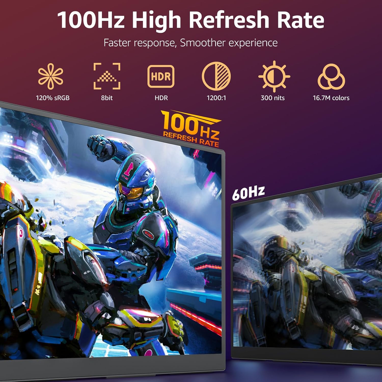 VisionOwl Monitor portátil grande de 18.5 pulgadas, pantalla de juegos de computadora 100Hz 120% sRGB FHD 1080P USB-C HDMI IPS pantalla para