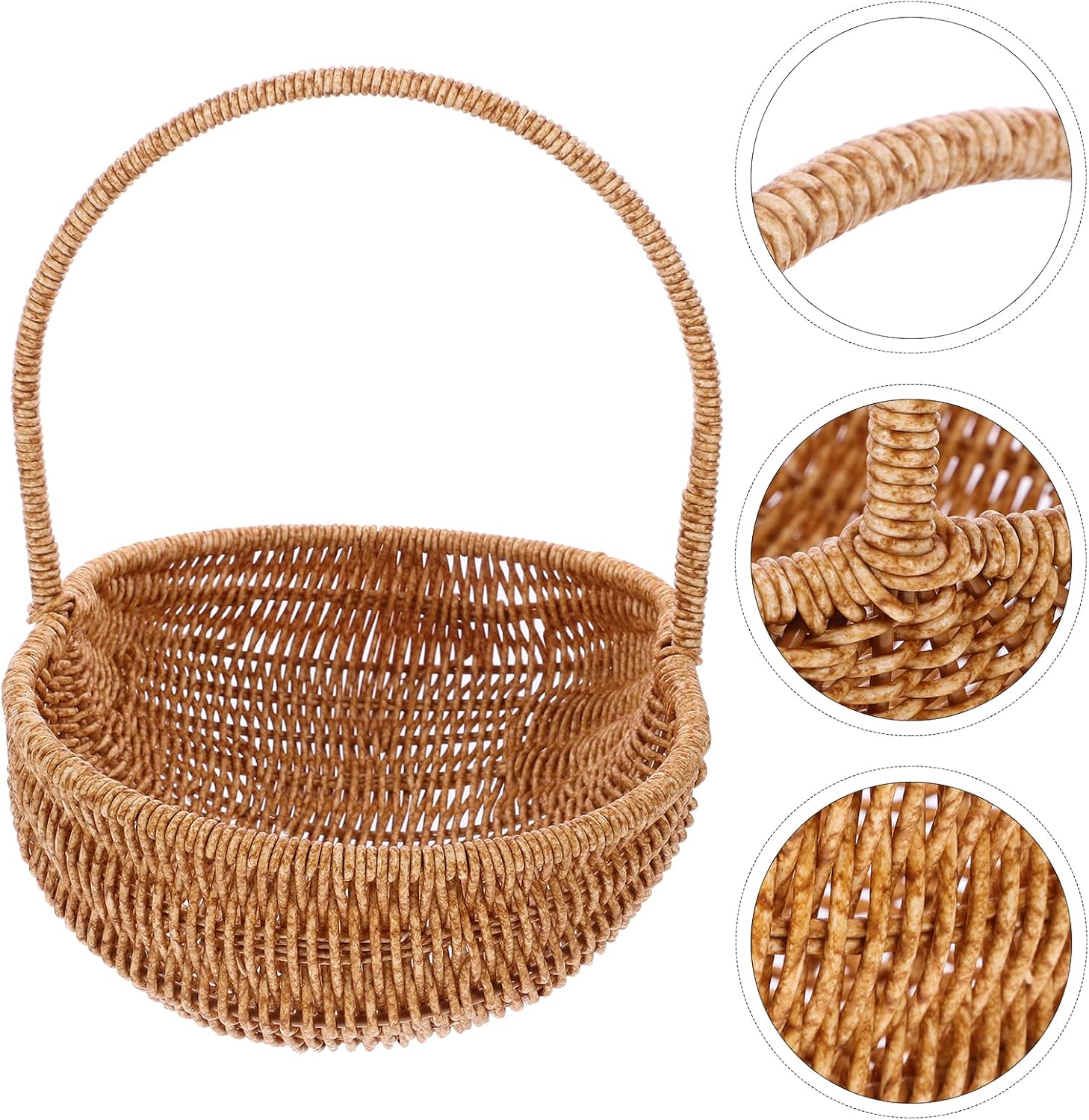 LIFKOME Cesta de picnic de ratán de plástico cesta de flores de Pascua con asa Cesta de almacenamiento tejida para decoración casera de boda 10.6 in