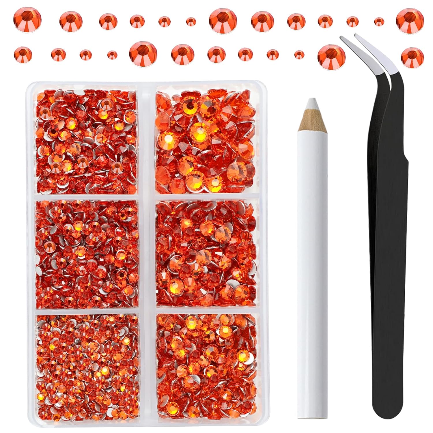 Canvalite 3600 diamantes de imitación naranja de cristal para uñas, pegamento para fijar gemas brillantes de uñas con selector de diamantes de