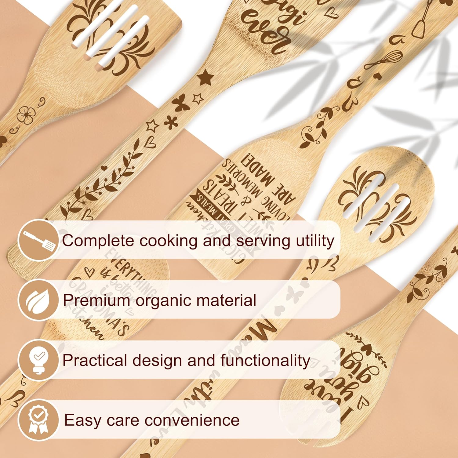 Gigi Gifts – Soporte para utensilios de cerámica para cocinar con cucharas de madera, regalos del día de la madre para Gigi de nietos, regalos de