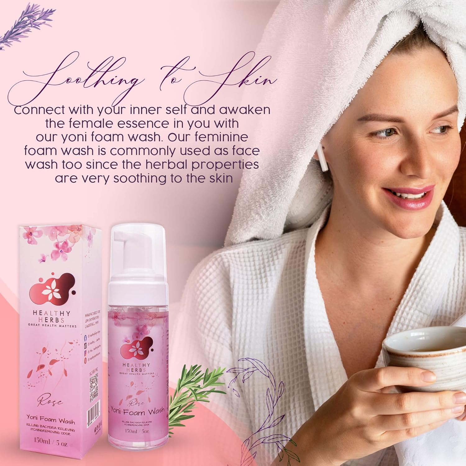 Yoni – Jabón de espuma femenina (5 onzas) para mujer, limpieza de olores, apoyo menstrual, restaura el equilibrio del PH, ayuda y alivia la picazón