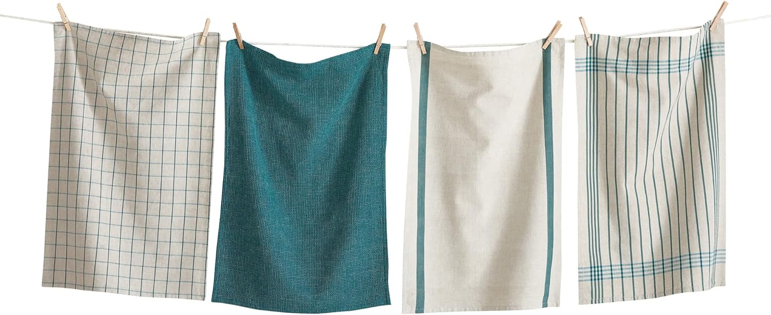 tag Prairie – Juego de 4 paños de cocina tejidos para secar platos y cocinar, verde