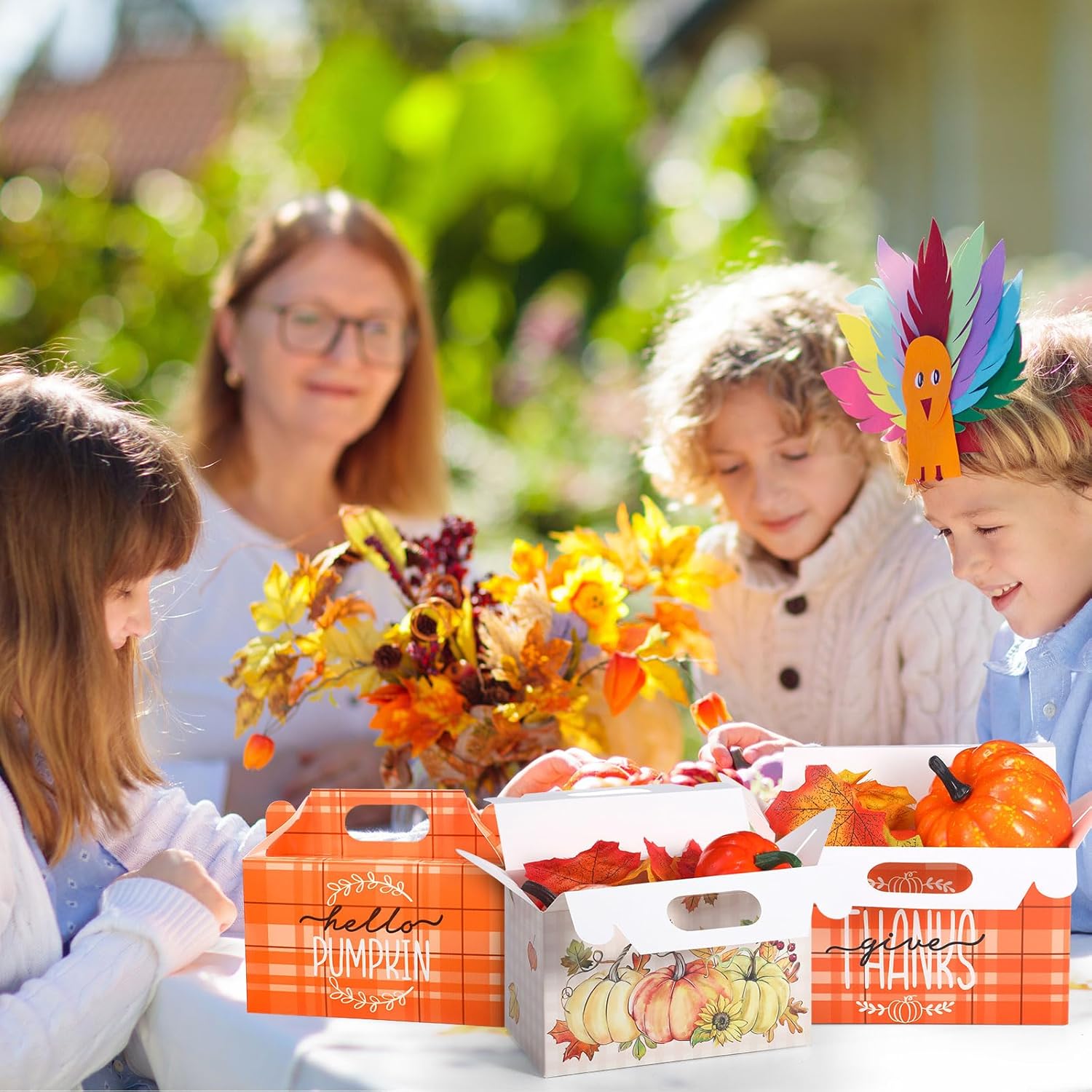 Pasimy Cajas de dulces para fiesta de otoño, cajas de golosinas para fiesta de Acción de Gracias, cajas de fiesta de cosecha de otoño, cajas de