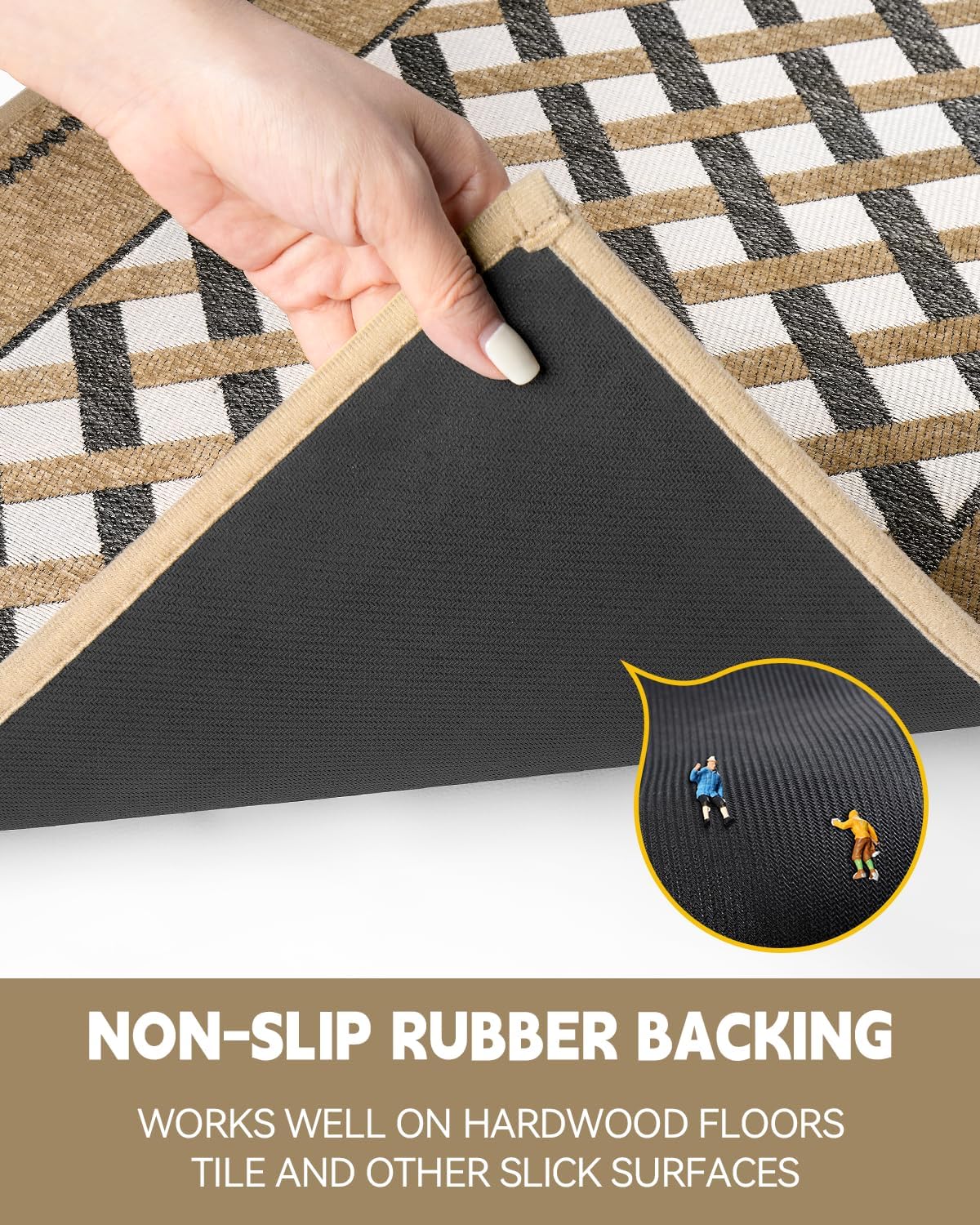 Tapetes antideslizantes para suelo de cocina, lavable a máquina, a cuadros, lavables para una cocina elegante y cómoda (marrón a cuadros, 20