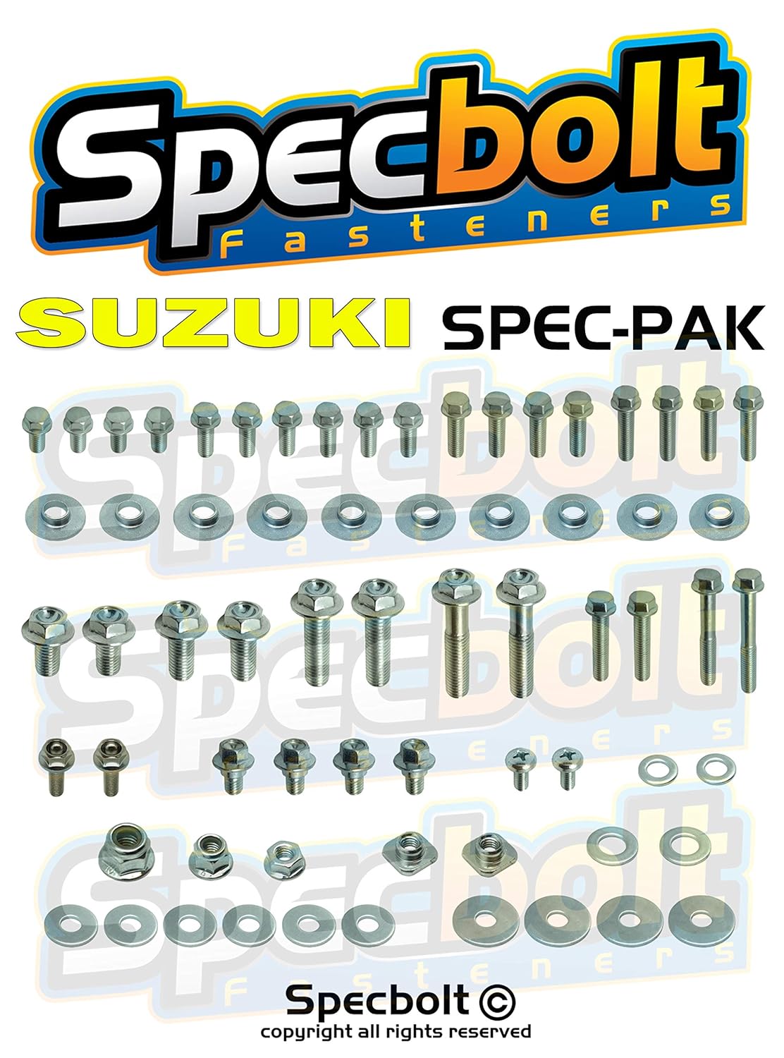 Specbolt Suzuki RM RMZ Spec Pak  RM80 RM85 RM100 RM125 RM250 y RMZ250 RMZ450 OEM Factory Match Fasteners Kit 65 80 85 100 125 250 450 Track Pack