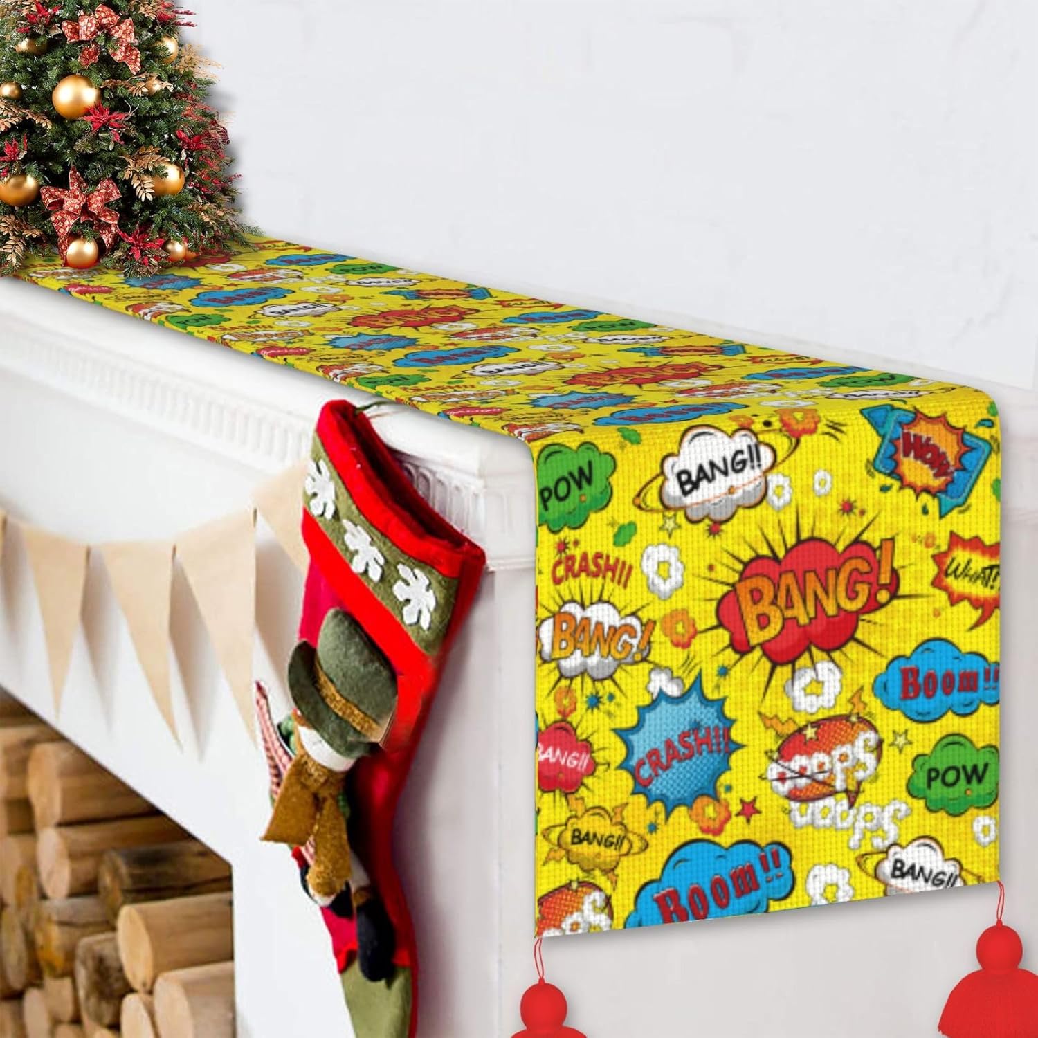 Strange Graffiti Christmas Table Runner Dining Table Decor Christmas Decorations Indoor Home Decor Christmas Table Runners Xmas Navidad Decoracion