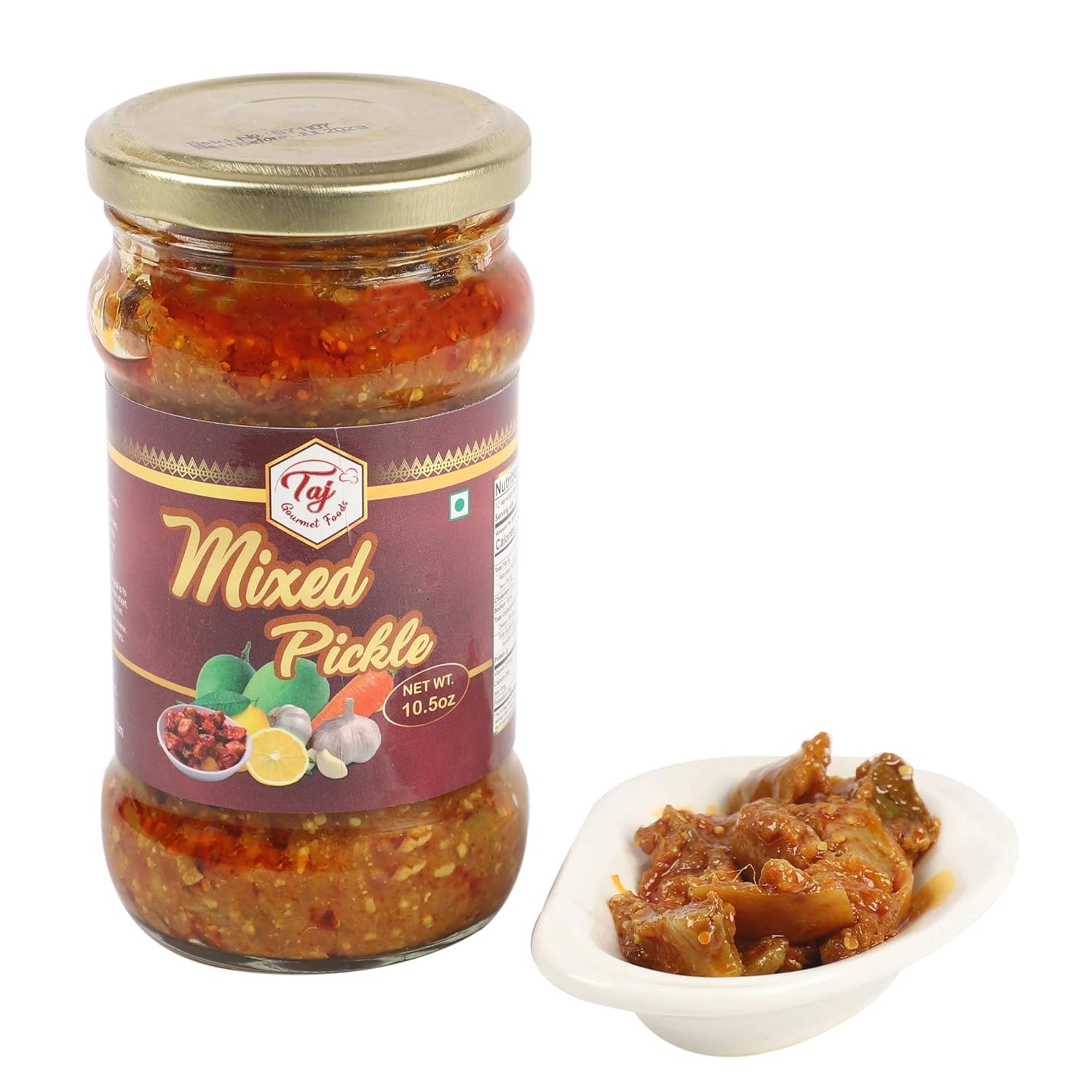 TAJ Pepinillo Mixto  Achar Mixto  Trozos de zanahoria con mango y lima  (10.58 oz)