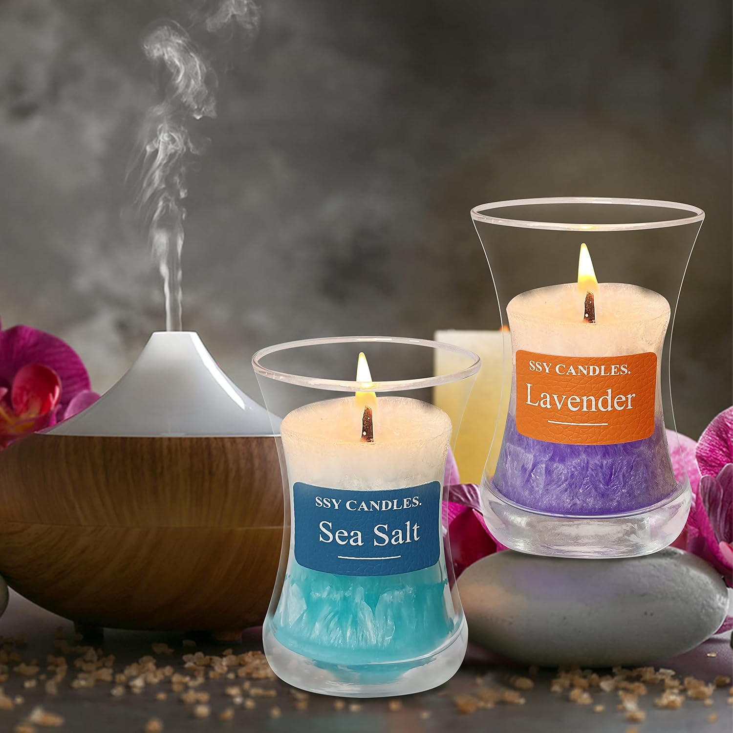 Velas de aromaterapia con aroma a sal marina para el hogar, vela de cera de soja natural y aceites esenciales, velas en tarro escente, regalos para