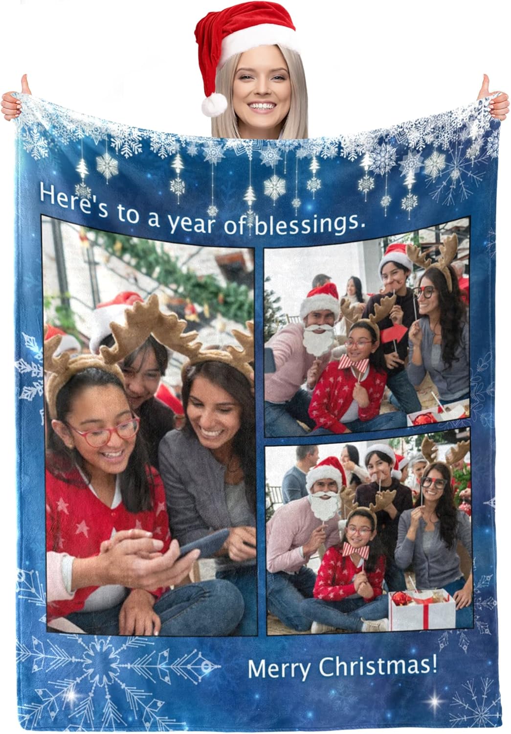 Mantas personalizadas para Navidad, mantas de franela personalizadas con texto de fotos, feliz año nuevo, vacaciones, Navidad, regalos