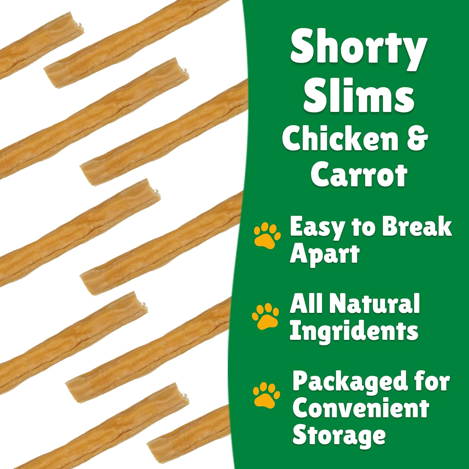 Lucky Premium Treats Lucky Shorty Slims – Golosinas para perros de zanahoria y pollo, palitos crujientes para masticar con pollo real y zanahoria