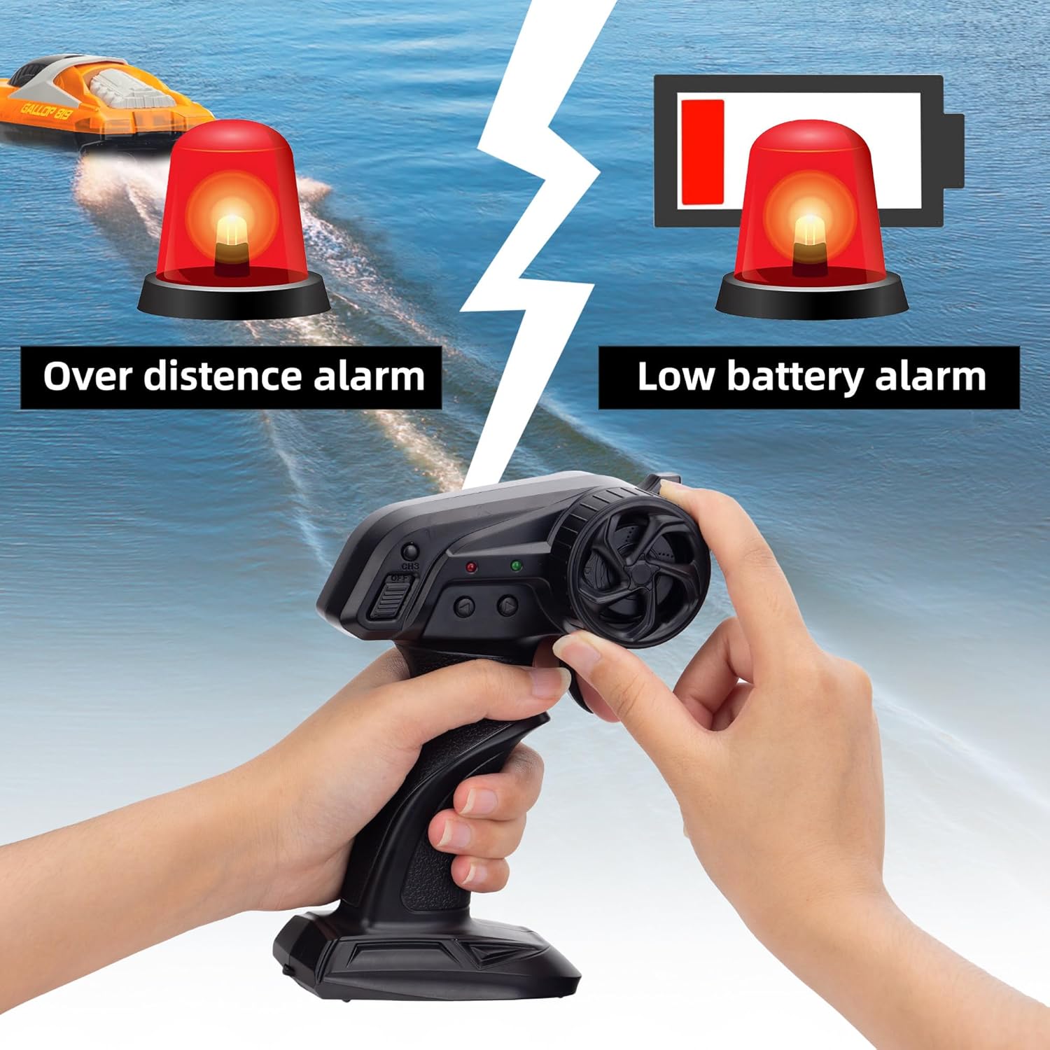 Barco a control remoto para niños de 8 a 12 años, 15+ MPH barco de control remoto rápido con luces LED, 2.4G RC barcos eléctricos para piscina y