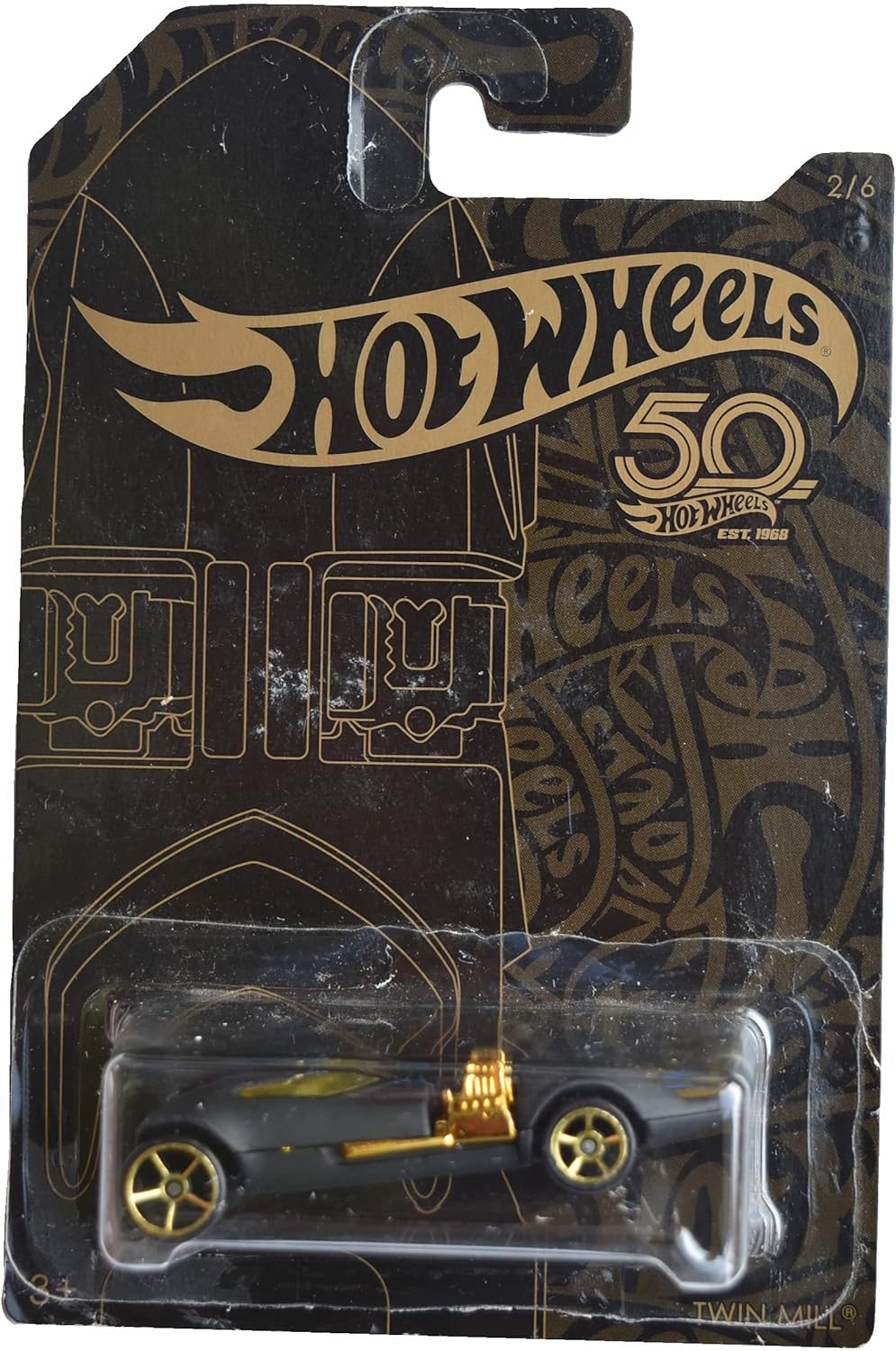 Hot Wheels Twin Mill, Serie 50 Aniversario Negro y Oro