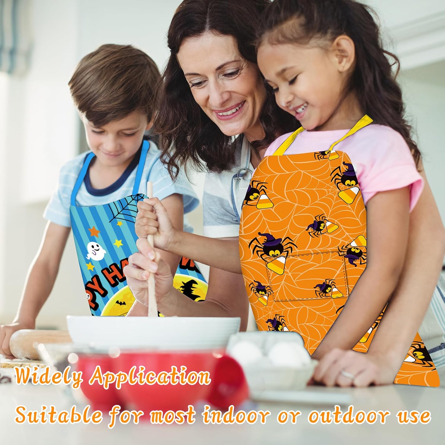 4 delantales de Halloween con bolsillos, delantal de cocina impermeable, delantal para hornear, accesorios de cocina de Halloween