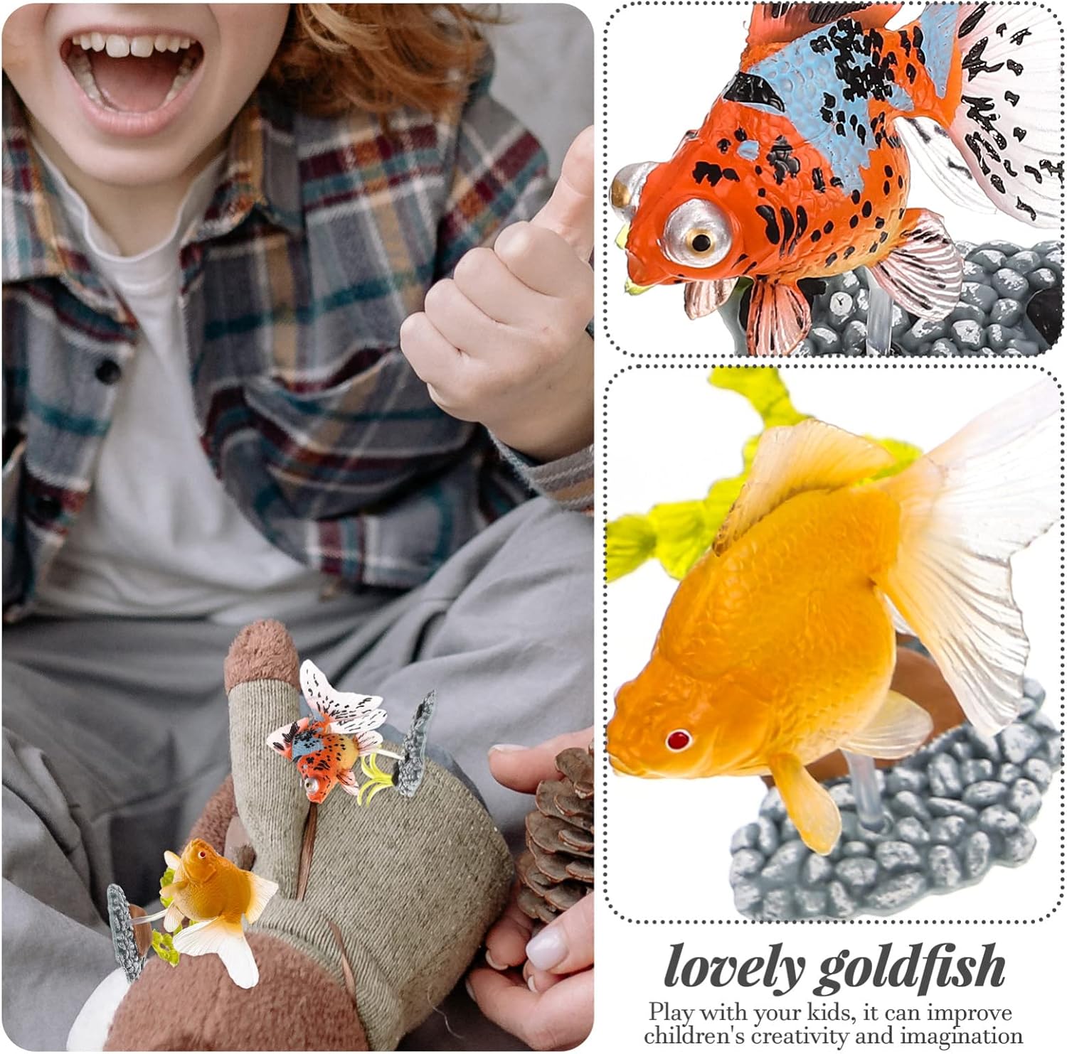 Zerodeko 6 piezas de pequeños modelos de peces dorados, figuras de peces en miniatura, decoración de micro paisaje, figuras decorativas de peces