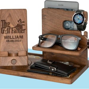 Organizador de escritorio rústico personalizado con texto en inglés The Golf Father para hombre, regalo personalizado para papá, organizador de Organizador de escritorio rústico personalizado con texto en inglés The Golf Father para hombre, regalo personalizado para papá, organizador de