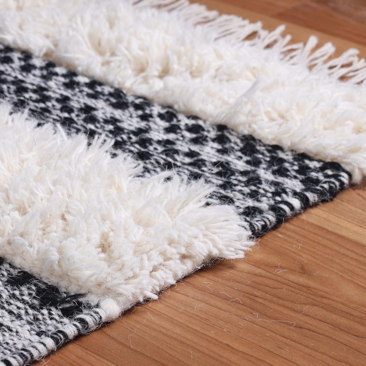 SUPERIOR Alfombra de lana copetuda a mano para interior, decoración geométrica a rayas para comedor, entrada, salóndormitorio, cocina, oficina,
