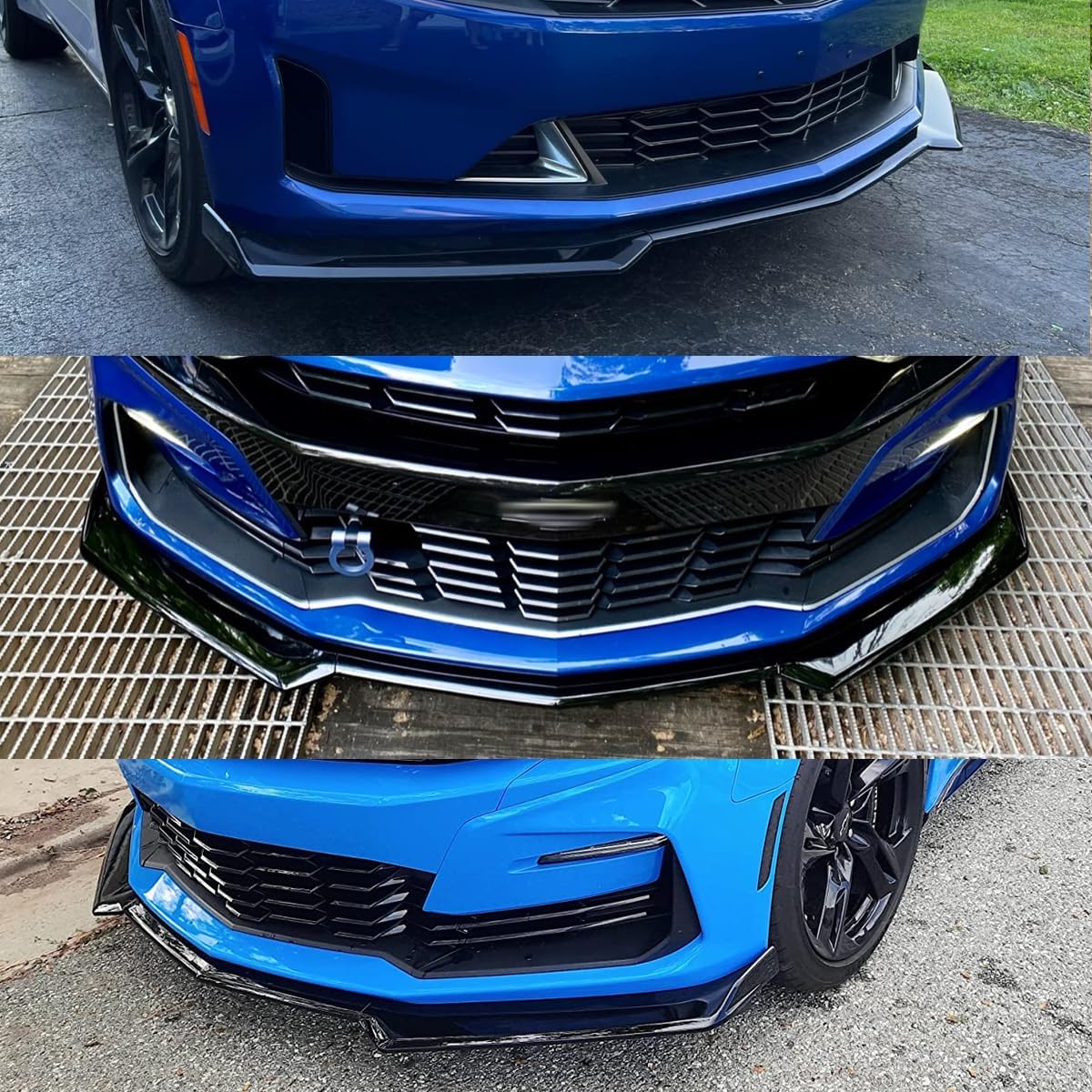 SIPIDEAUT Alerón de parachoques delantero compatible con Chevy Chevrolet Camaro 2016-2021 SS, LS LT RS 2019-2021 (estilo negro brillante)