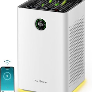 Jafända Purificadores de aire para habitación grande del hogar, control inteligente WiFi y Alexa, filtro True HEPA 13 con carbón activado, 1190 pies Jafända Purificadores de aire para habitación grande del hogar, control inteligente WiFi y Alexa, filtro True HEPA 13 con carbón activado, 1190 pies