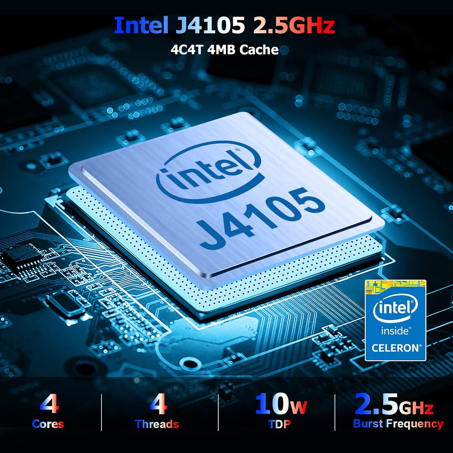 AWOW AL34 Mini PC 8GB DDR4 256GB SSD, Mini computadora de escritorio Intel J4105(hasta 2.5 GHz), pantalla HDMI dual 4K 60Hz, WiFi de doble banda,