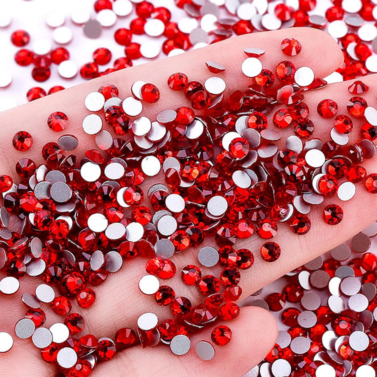 3600 diamantes de imitación de cristal rojo para uñas, diamantes de imitación de cristal con parte trasera plana para decoración artística Nair