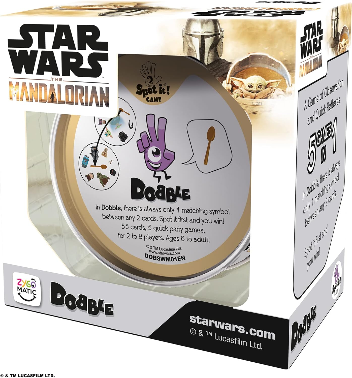 Asmodee  Dobble Star Wars Mandalorian  Juego de cartas  A partir de 6 años  2-8 jugadores  15 minutos de tiempo de juego