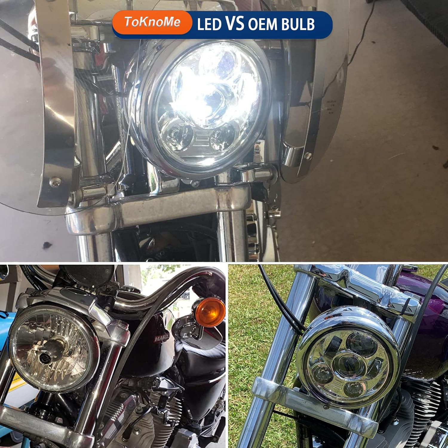 5-34 5.75 pulgadas faro LED compatible con Harley Davidson Dyna Sportster Iron 883 1200 Low Rider XLH883 Super Glide Softail Custom XLH1200