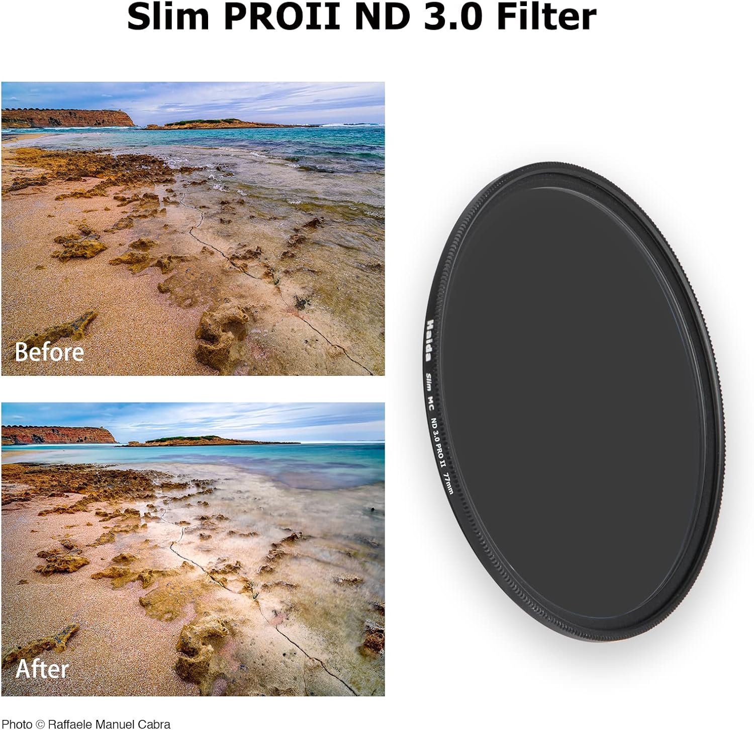 Haida Filtro ND3.0 (1000x) para cámara 10-Stop Slim Pro II vidrio óptico multicapa impermeable, resistente a los arañazos, densidad neutra SLR