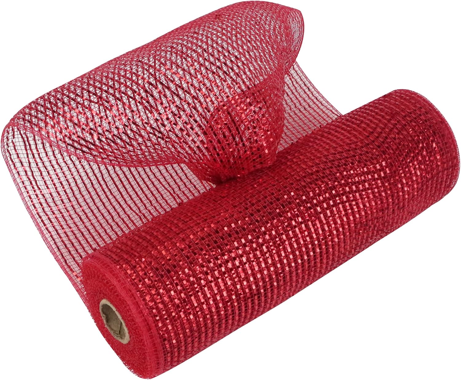 HUIHUANG Cinta de malla decorativa de malla roja decorativa de 10 pulgadas, malla roja metálica decorativa para decoración del árbol de Navidad,