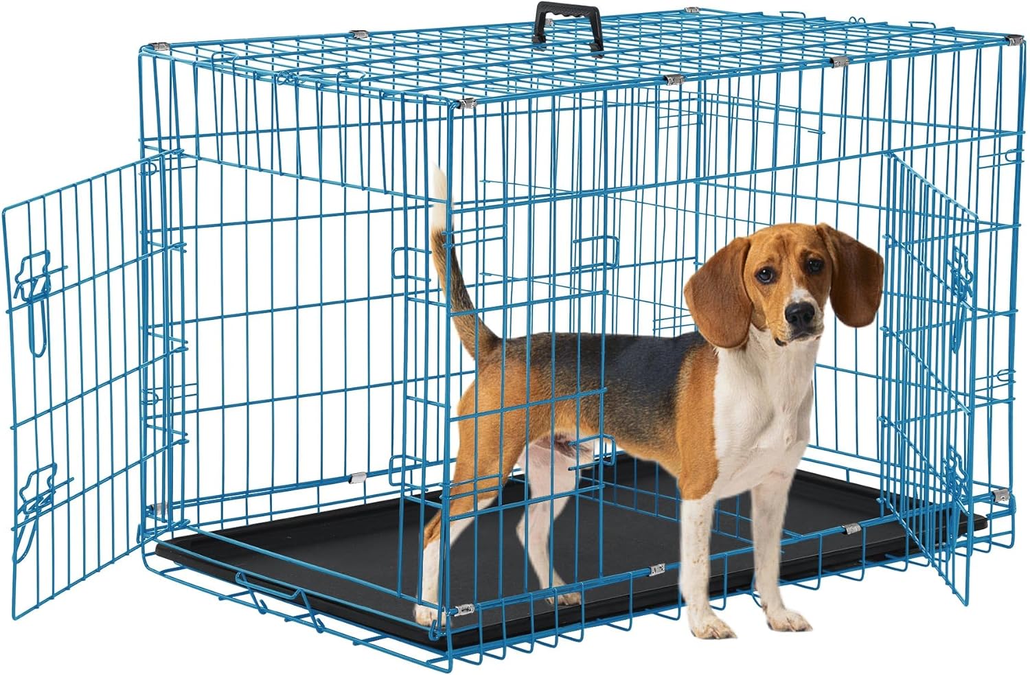 Capacmkseh Jaula plegable para perros, 30 pulgadas, azul, portátil, fácil de limpiar, construcción segura y segura, ideal para viajes y uso en