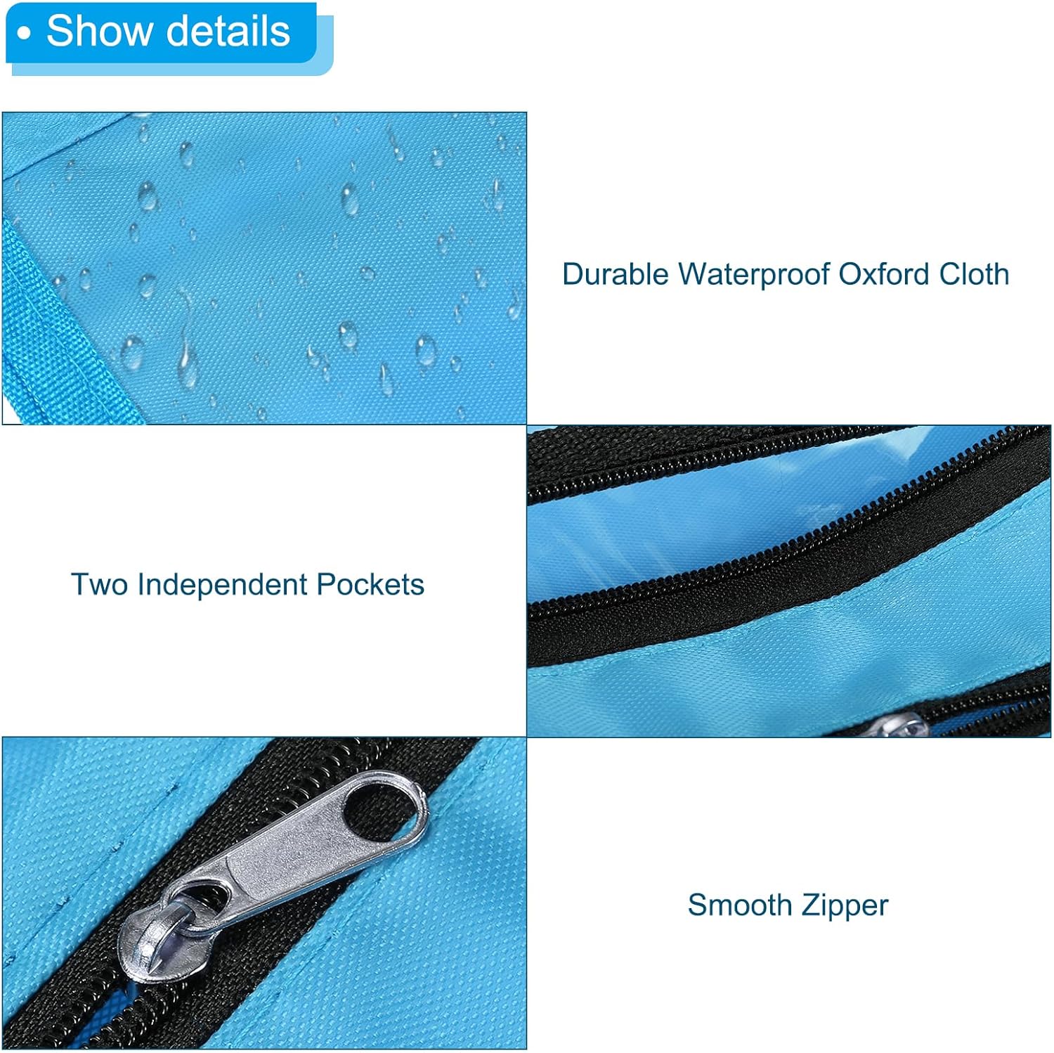 PATIKIL Estuche expandible para lápices de 3 anillos, 1 paquete de tela Oxford de gran capacidad con cremallera, estuche para oficina y hogar, color
