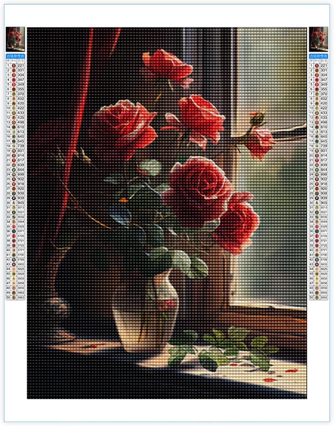 Kits de pintura de diamantes para adultos, arte de diamantes de flores, delicadas rosas rojas, bricolaje 5D, taladro redondo completo, diamantes de