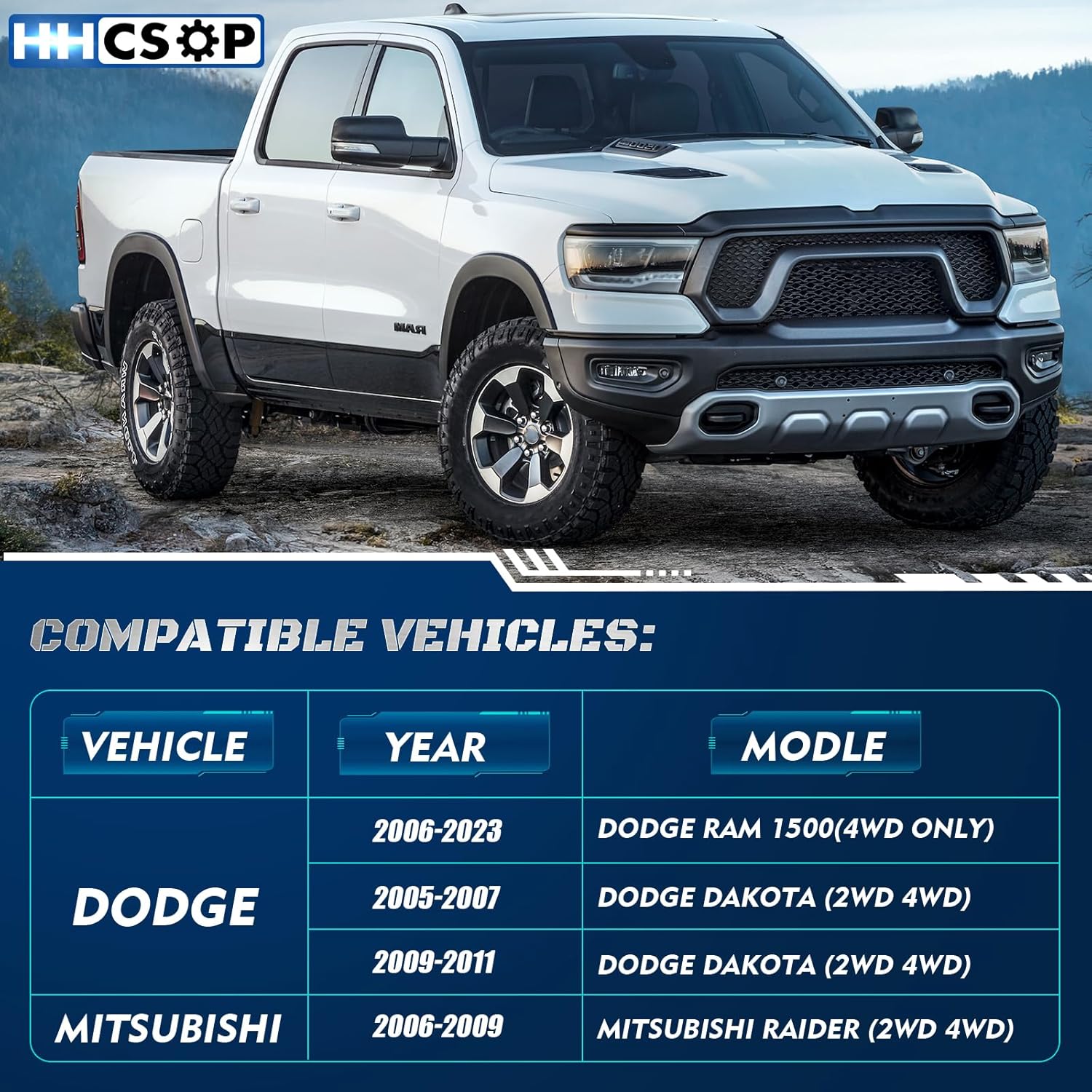 HHCSOP Kit de elevación de nivelación delantera de 3 pulgadas para Dodge Ram 1500 4WD 2006-2023, Dodge Dakota 2WD 4WD 2006-2009 Raider 2WD 4WD, kit