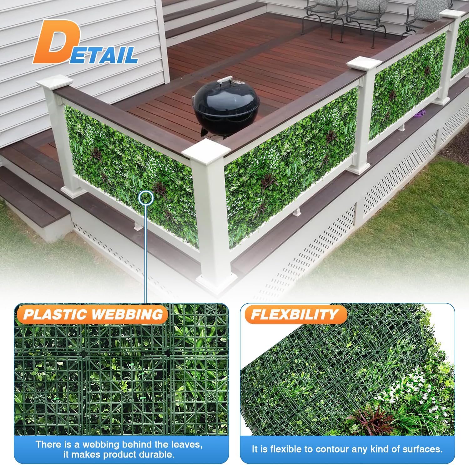 TANG 1 panel de plantas artificiales 3D mezcladas de 40 x 40 pulgadas, estilo 5 telón de fondo de boda, paneles de pared de hierba perenne, pared de
