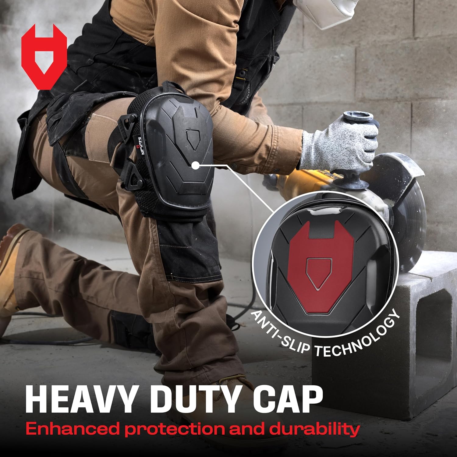 NoCry Rodilleras de construcción profesional para hombres y mujeres, gorra antideslizante resistente, cojín de gel y espuma extra grueso, correas