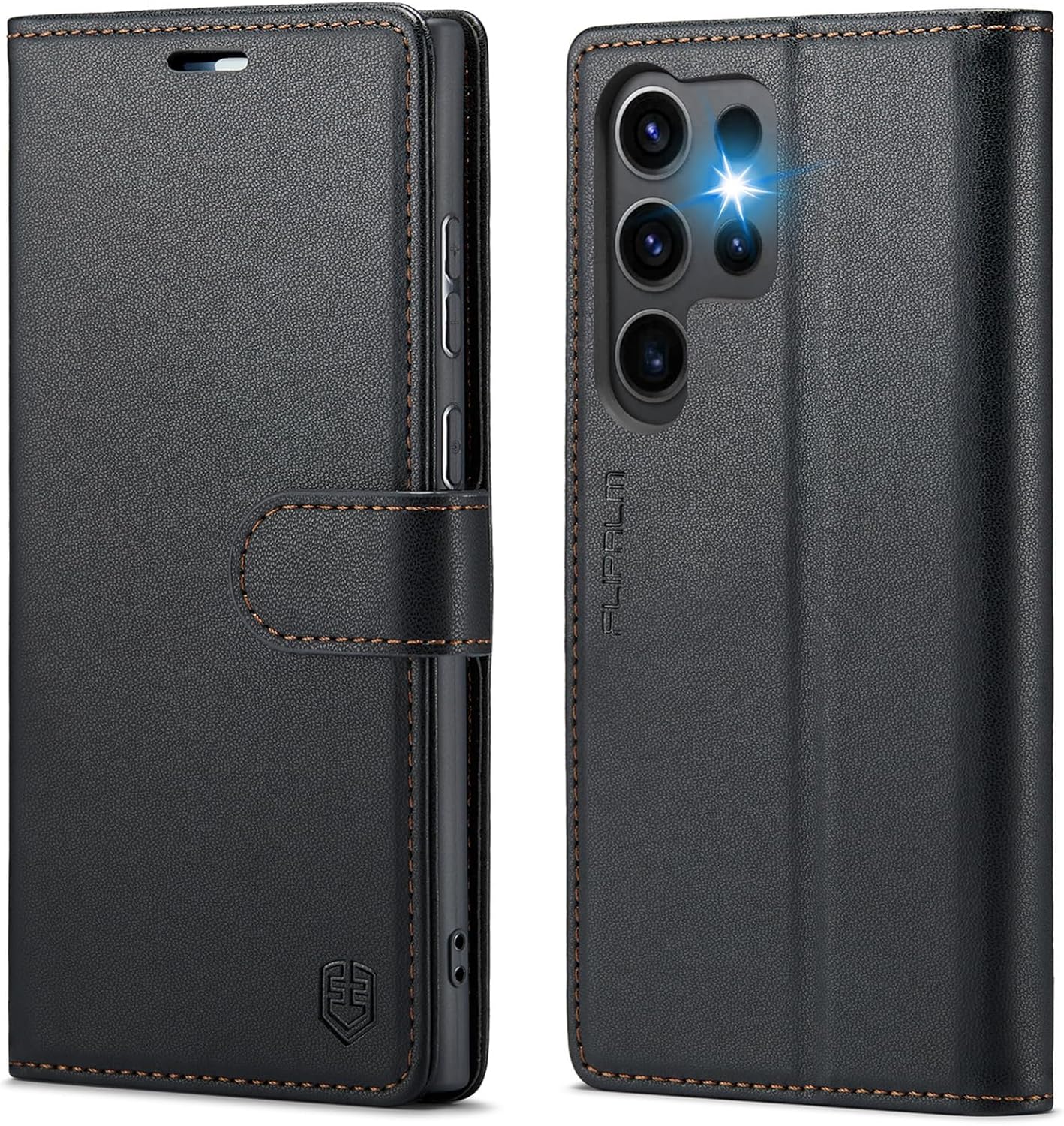 Funda tipo cartera para Samsung Galaxy S23 Ultra con bloqueo RFID, soporte para tarjeta de crédito, de piel sintética, función atril, funda